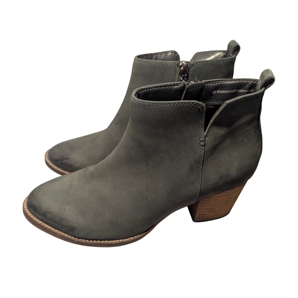Blondo Ankle Boots Womens 9M Green Waterproof B6268 Leather‎ Block Heel Bootie